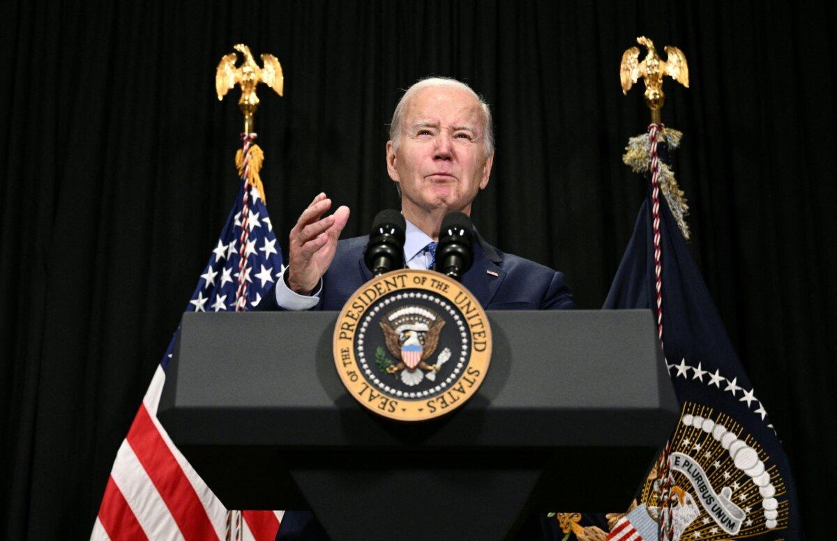 President Joe Biden delivers remarks on the release of hostages from Gaza in Nantucket, Mass., on Nov. 26, 2023. (Brendan Smialowski/AFP via Getty Images)
