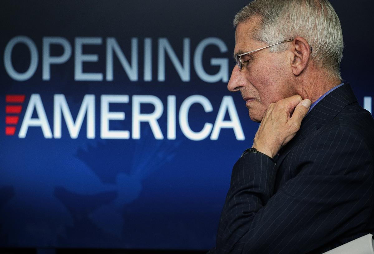  Dr. Anthony Fauci, director of the National Institute of Allergy and Infectious Diseases, at the White House in Washington on April 16, 2020. (Alex Wong/Getty Images)