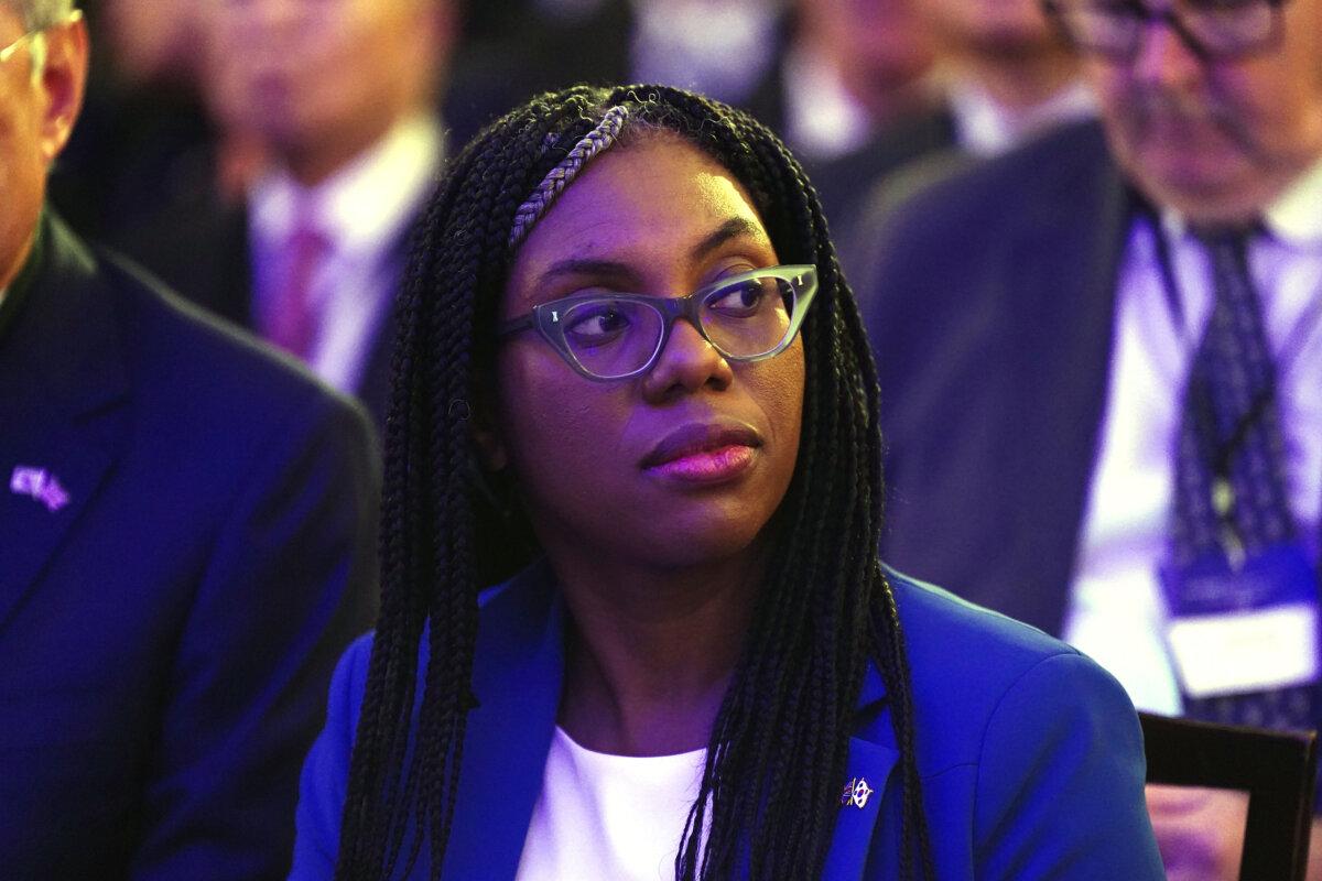 Business Secretary Kemi Badenoch at the Shaping the Future: UK-Korea Business Forum, at Mansion House, central London, on day two of the state visit by President of South Korea Yoon Suk Yeol to the UK, in London on Nov. 22, 2023. (Aaron Chown - WPA Pool/Getty Images)