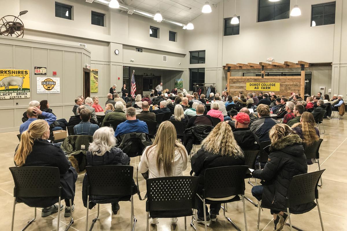 Republicans caucus in Sioux Center, Iowa, on Feb. 3, 2020. More than 100 people showed up despite that party organizers expected a much lower turnout. (Jacob Hall/The Epoch Times)