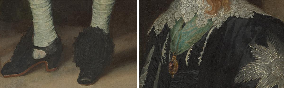 Details of shoes and embroidery in "James Stuart (1612–1655), Duke of Richmond and Lennox," circa 1633–1635, by Anthony van Dyck. (Public Domain)