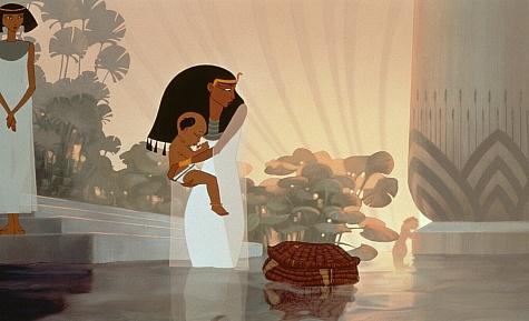 Seti's wife, Rameses's mother, and Moses's adoptive mother (Helen Mirren) find the baby Moses, in “The Prince of Egypt.” (DreamWorks Pictures)