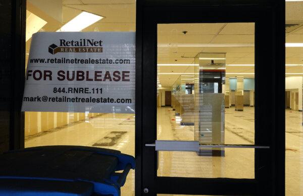 A sign is posted on the window of a retail space for lease in San Francisco on June 14, 2023. (Justin Sullivan/Getty Images)