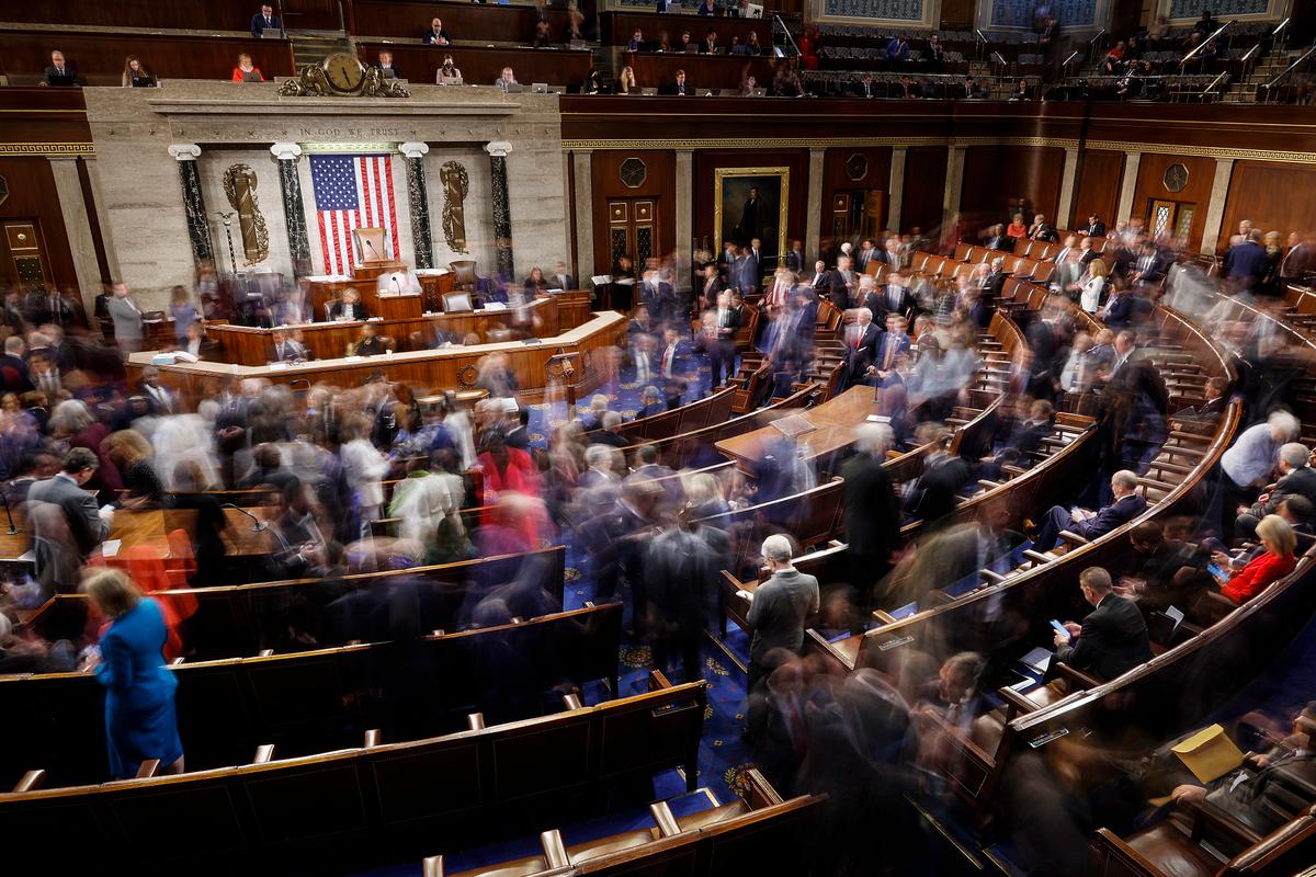 Members-elect of the 118th Congress leave the House Chamber after three ballots failed to elect a new speaker of the House at the U.S. Capitol in Washington on Jan. 3, 2023. (Photo by Chip Somodevilla/Getty Images)