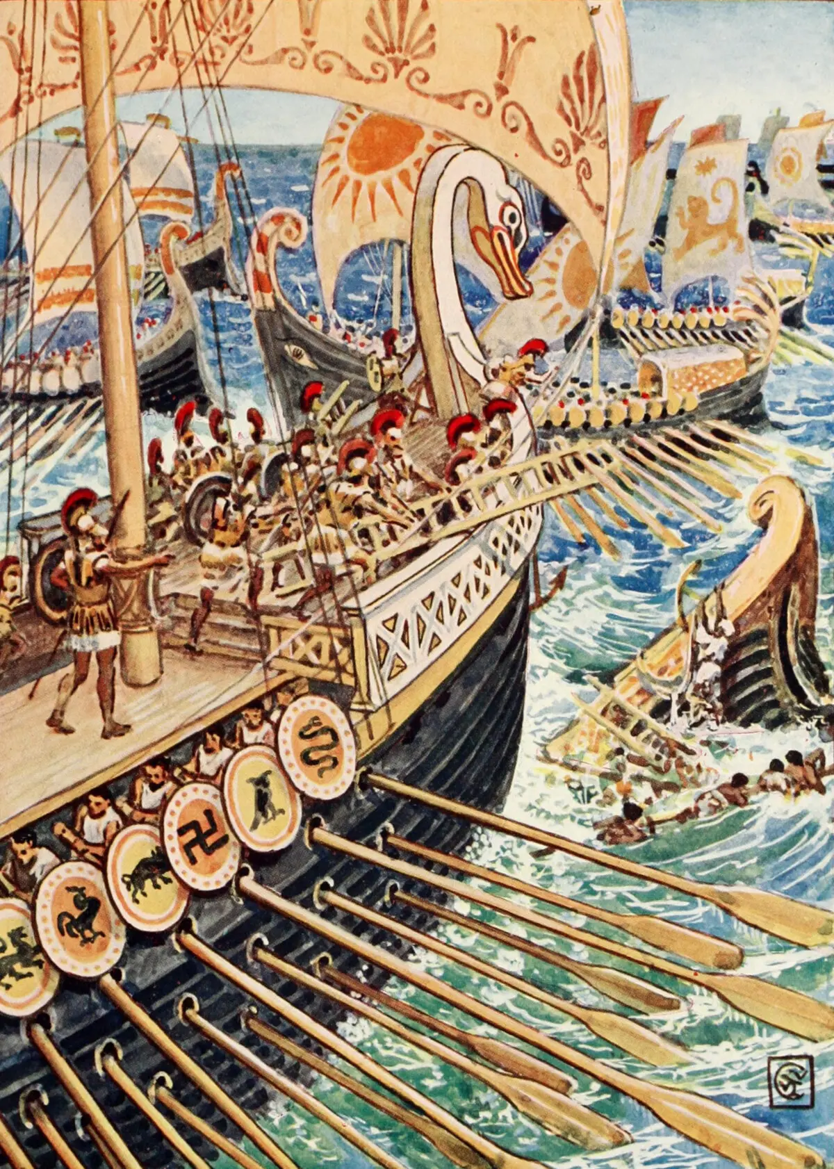 The battle of Salamis, 19th century illustration. (Public Domain)