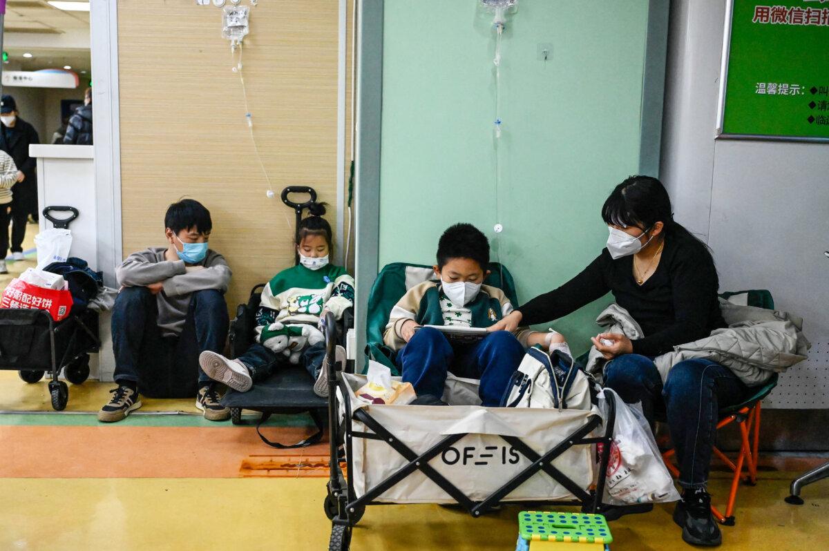 Children receive a drip at a children's hospital in Beijing on Nov. 23, 2023.  (Jade Gao/AFP via Getty Images)
