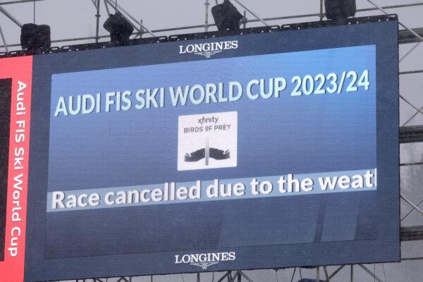 The Audi FIS Alpine Ski World Cup Men's Super G race at Beaver Creek Resort was canceled due to high winds and snow in Beaver Creek, Colo., on Dec. 3, 2023. (Christian Petersen/Getty Images)