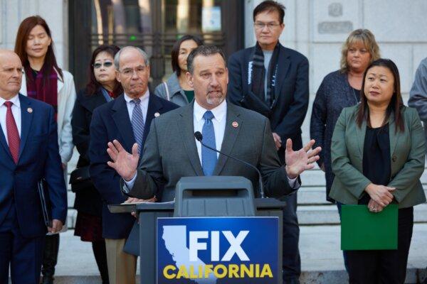 Republican state Sen. Brian Dahle speaks at the California Senate Republican Caucus's "Fix California" press conference in Sacramento on March 3, 2023. (Courtesy of Sen. Brian Dahle's Office)