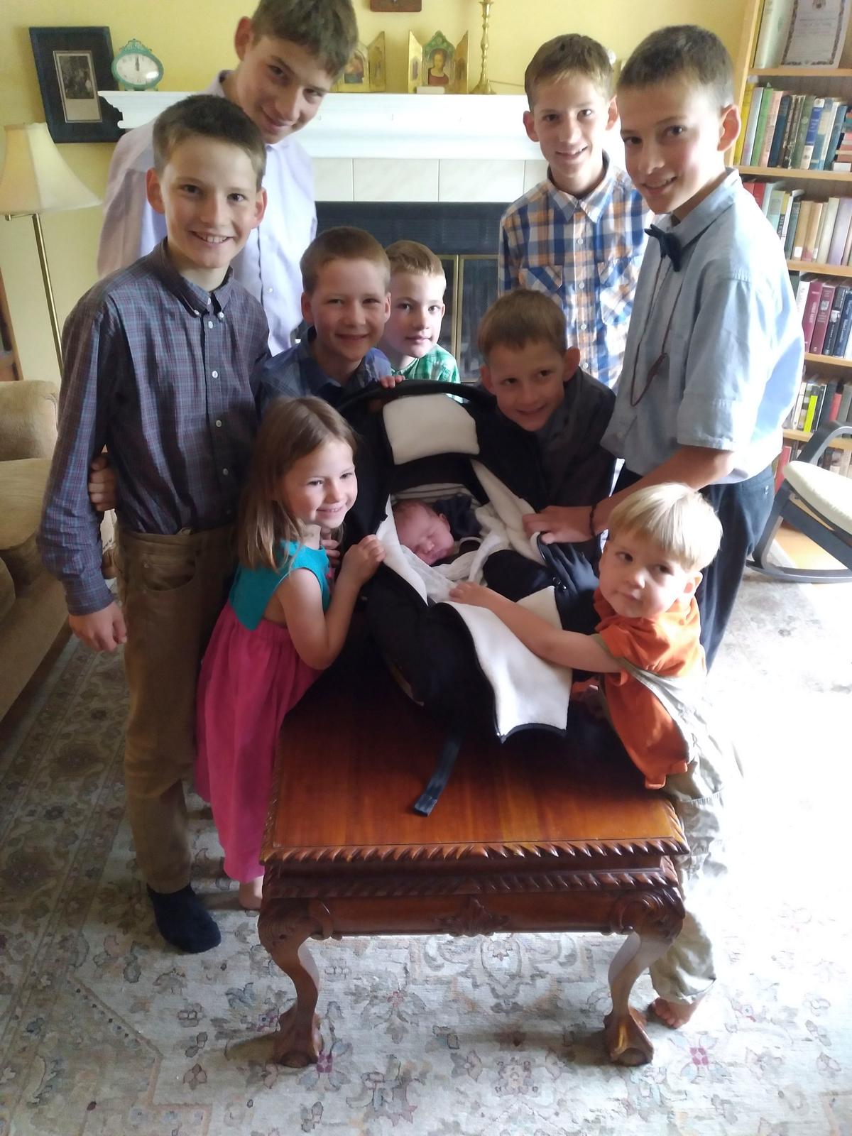 The Topping siblings welcome home the 10th baby, Philip, in 2021. (Courtesy of Ryan Topping)