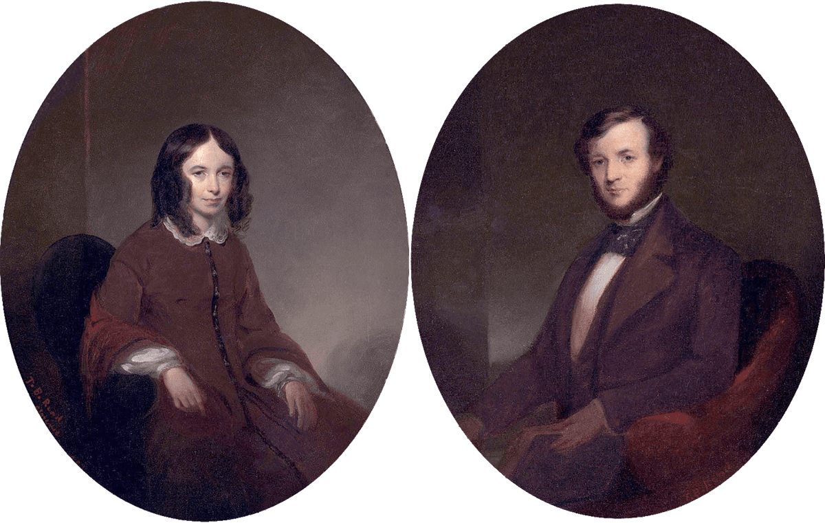 Portraits of Elizabeth Barrett Browning and Robert Browning, 1853, by Thomas Buchanan Read. (Public Domain)
