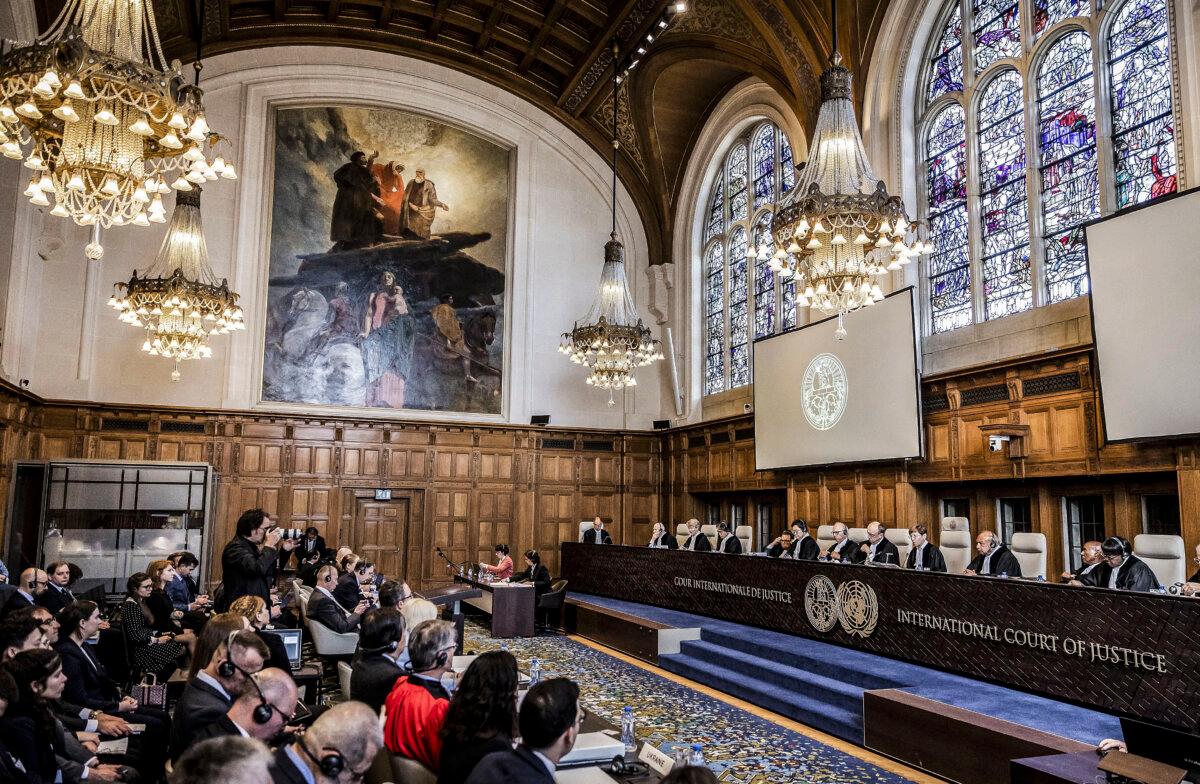 The International Court of Justice in The Hague, the Netherlands, on June 6, 2023. (REMKO DE WAAL/ANP/AFP via Getty Images)