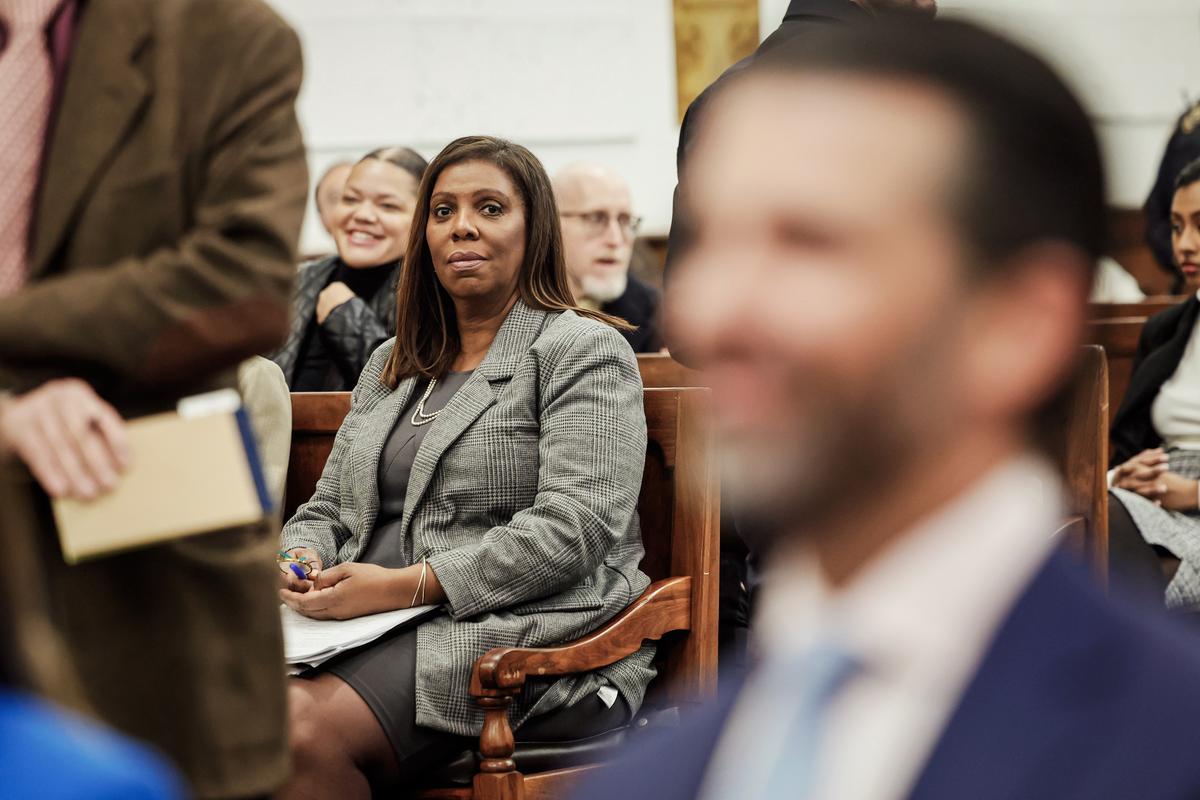 New York Attorney General Letitia James sits in court during former President Donald Trump's civil fraud trial at New York State Supreme Court on Nov. 2, 2023, in New York. Ms. James has sued, seeking $250 million in damages. (Photo by Michael M. Santiago/Getty Images)