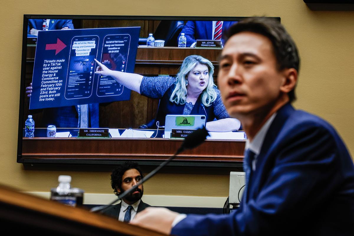 TikTok CEO Shou Zi Chew prepares to testify before the House Energy and Commerce Committee in the Rayburn House Office Building on Capitol Hill in Washington on March 23, 2023. (Tasos Katopodis/Getty Images)