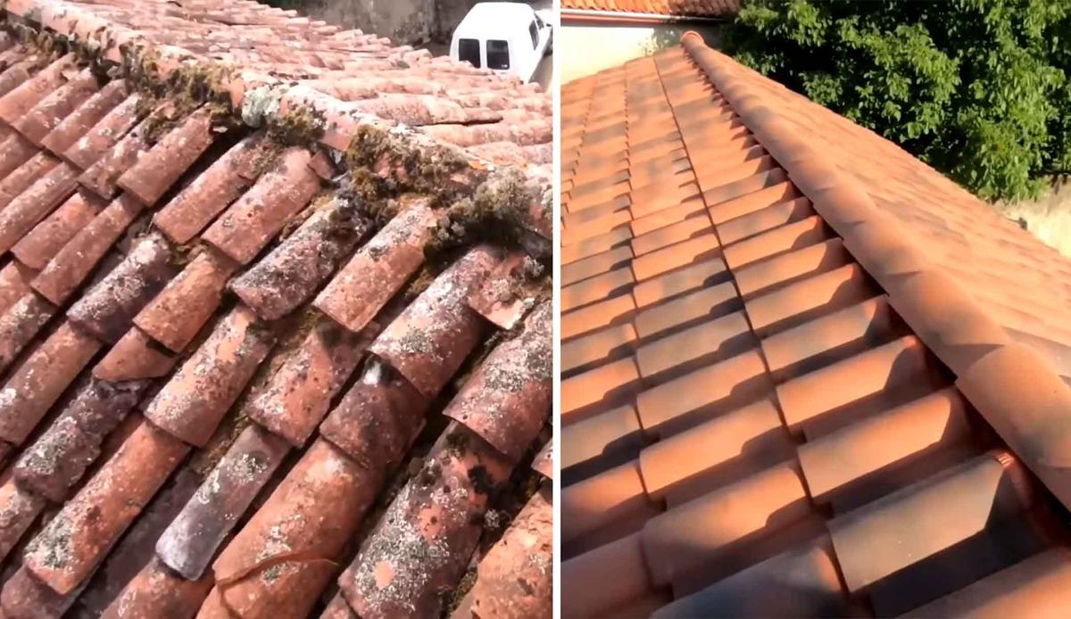 The roof before and after the renovation. (Courtesy of <a href="https://www.youtube.com/@Diego_Leon">Diego León</a>)
