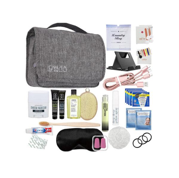 The Luxury Natural 30-Piece Travel Accessories Kit for Women keeps travel necessities together and organized. (Courtesy of Amazon)