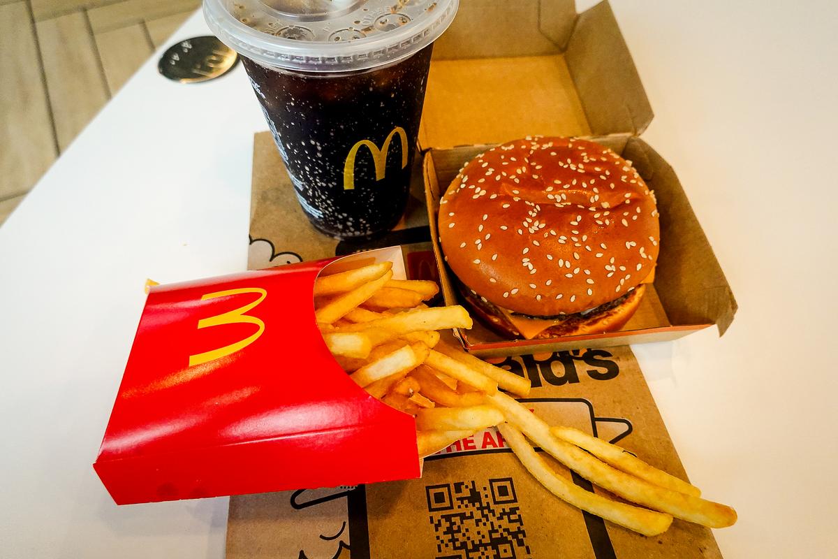 A McDonald's meal sits on a table in one of its fast food restaurants in Miami on July 26, 2022. (Illustration by Joe Raedle/Getty Images)