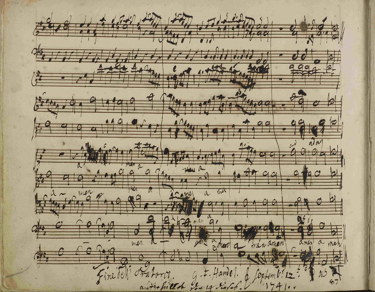 A page from the compositional draft of "Messiah" by Handel, Jan. 1, 1741. (Public Domain)