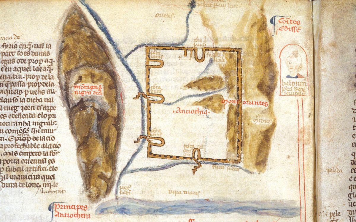 Detail of a map of Antioch, 14th century, by Paolino Veneto. (British Library/<a href="https://creativecommons.org/licenses/by-sa/4.0/deed.en">CC BY-SA 4.0 DEED</a>)