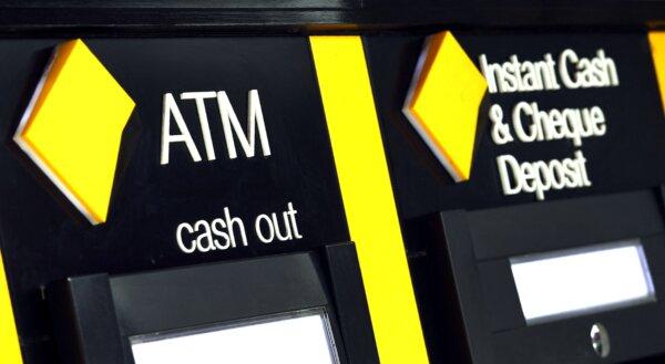 ATM machines are seen outside a branch of the Commonwealth Bank in Melbourne, Australia, on Aug. 8, 2018. (William West/AFP via Getty Images)