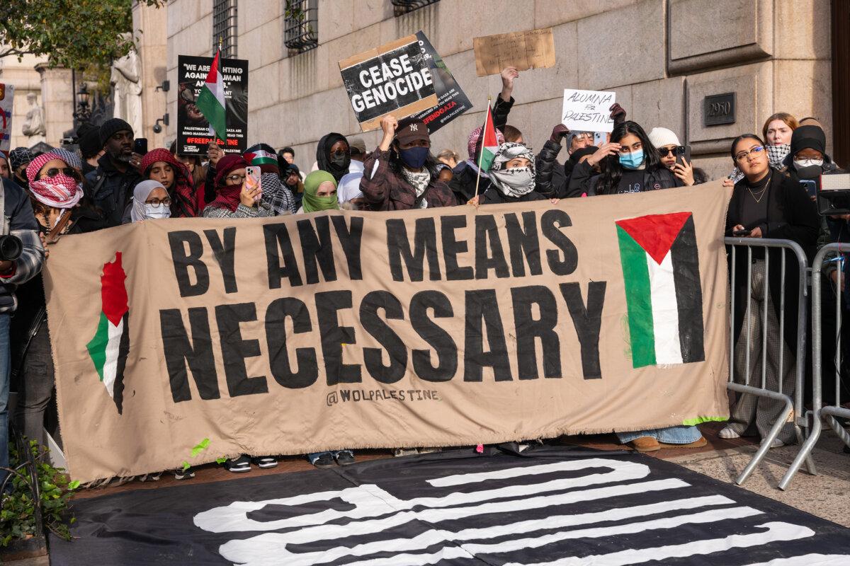 Students participate in a protest in support of Palestine and for free speech outside of the Columbia University campus on Nov. 15, 2023, in New York City. (Spencer Platt/Getty Images/Tribune Content Agency)