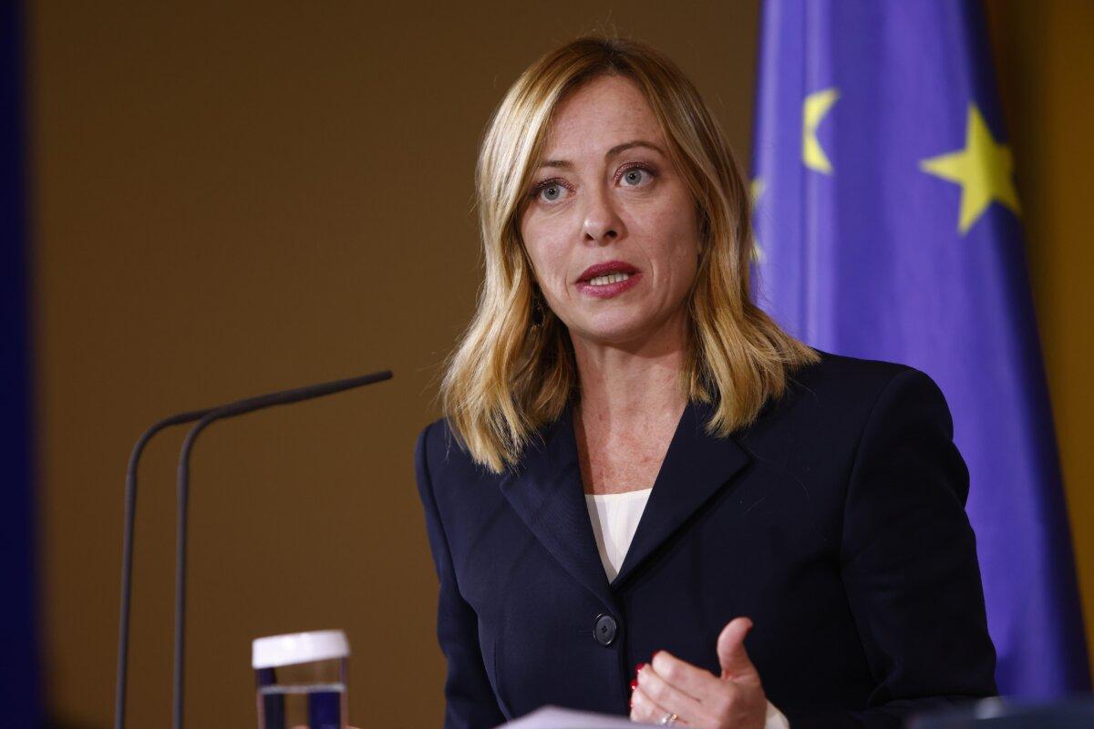 Italian Prime Minister Giorgia Meloni attends a press conference at the Chancellery in Berlin on Nov. 22, 2023. (Michele Tantussi/Getty Images)