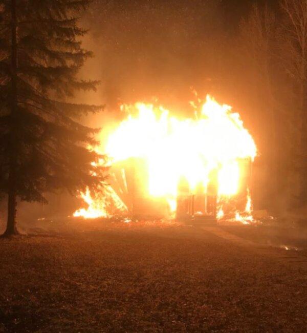 Alberta RCMP were called to a fire at the United Church in Barrhead County on Dec. 7, 2023. (Courtesy of Alberta RCMP)