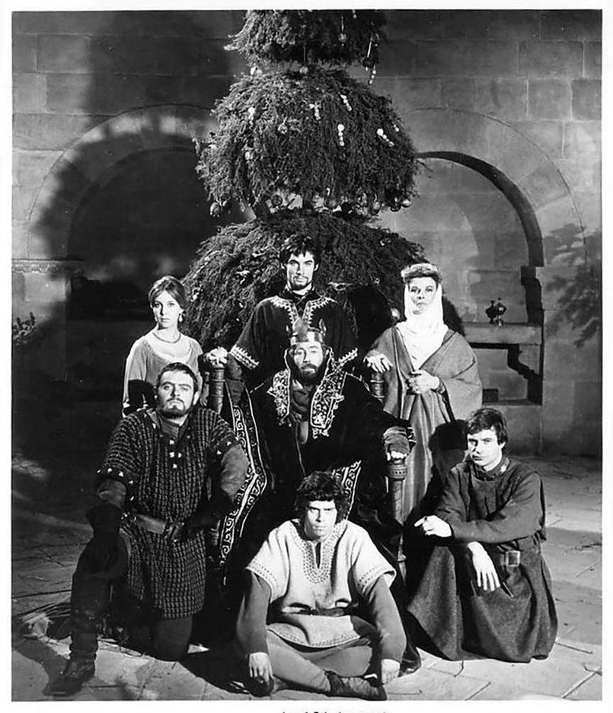 Cast of characters for the 1968 film "The Lion in Winter" featuring: Katharine Hepburn, Anthony Hopkins, Peter O'Toole, Timothy Dalton, John Castle, Jane Merrow, and Nigel Terry. (AVCO Embassy Pictures)