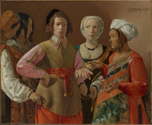  “The Fortune-Teller,” circa 1630s, by Georges de La Tour. Oil on canvas; 40 1/8 inches by 48 5/8 inches. Rogers Fund, 1960; The Metropolitan Museum of Art, New York. (Public Domain)