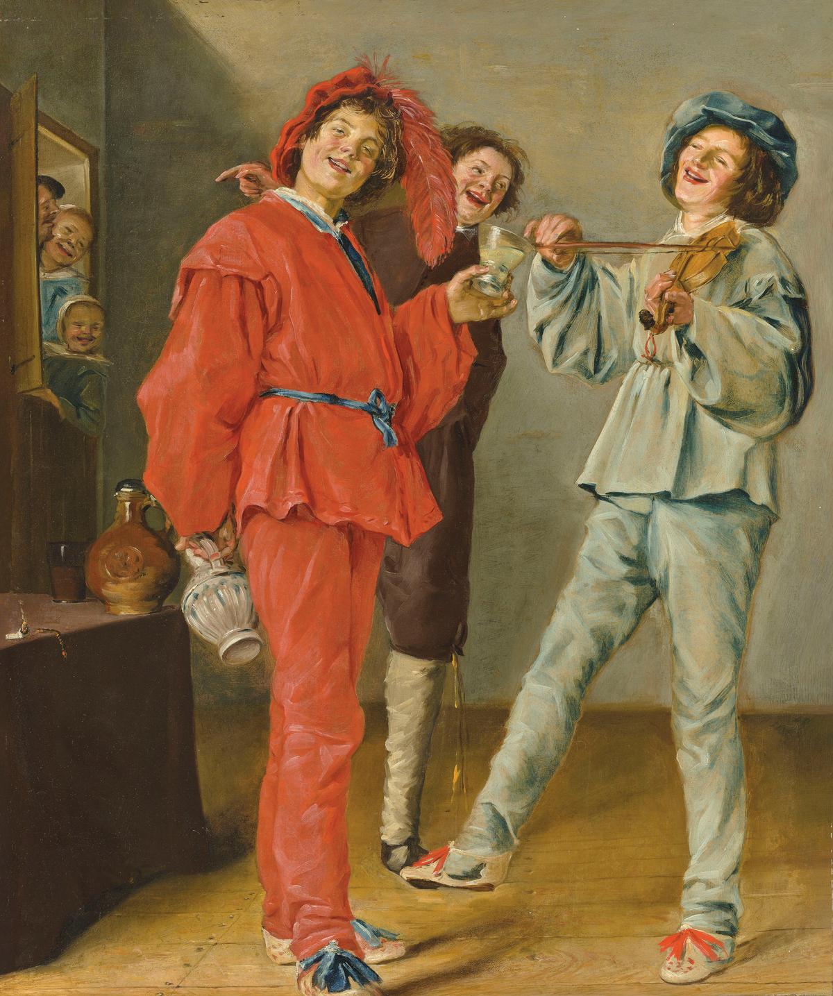 "Merry Company" (also called "Merry Trio"), between 1629–1631, by Judith Leyster. Oil on canvas; 28 1/3 inches by 23 2/3 inches. Private collection. (Public Domain)