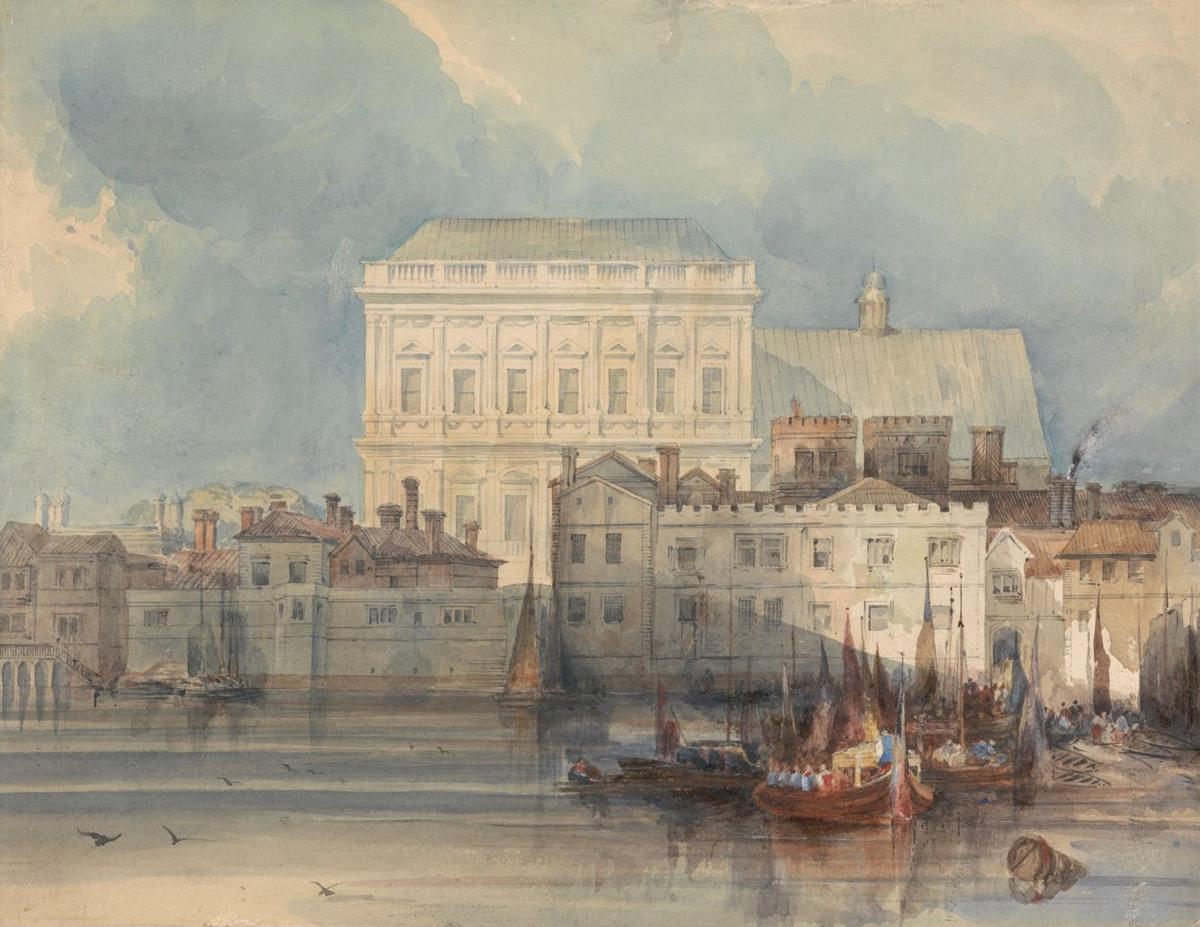 "The Banqueting House, Whitehall, From the River," circa 1810, by George Shepheard. Yale Center for British Art, New Haven, Connecticut. (Public Domain)