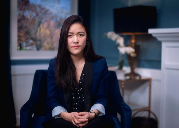 Frances Hui, policy and advocacy coordinator at the Committee for Freedom in Hong Kong Foundation, during an interview with NTD in Washington on Dec. 15, 2023. (Alex Martin for The Epoch Times)