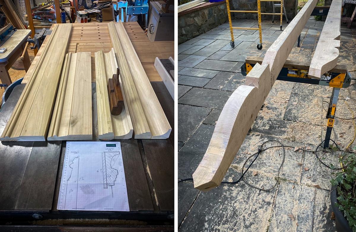 Antique tools and replicated tools are required by Christian Thompson to accomplish the precise and intricate restoration of doors, sashes, windows, moldings, railings, and much more. (Deena Bouknight)
