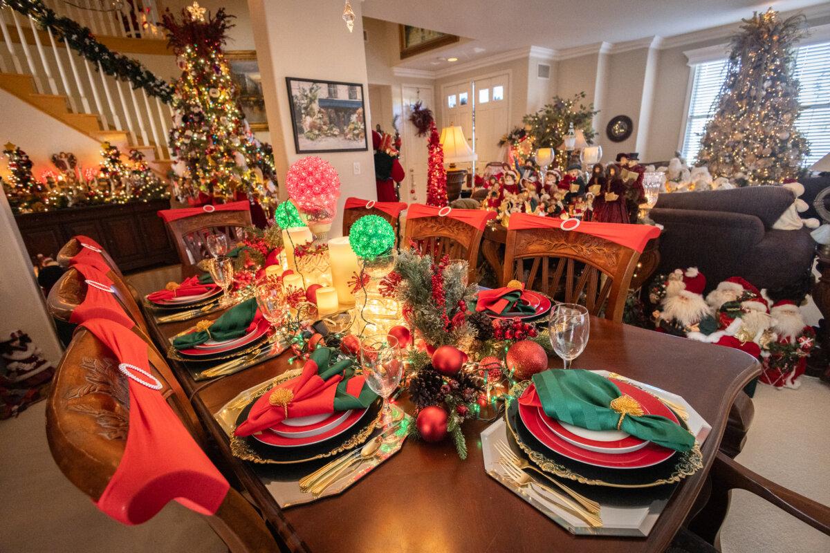 Christmas décor featuring various themes fills the home of the Nash and Lillestrand family in Chino Hills, Calif., on Dec. 12, 2023. (John Fredricks/The Epoch Times)