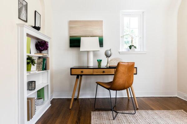 A simple desk and chair creates a functional place to work in this home. (Handout/TNS)