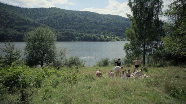 The Höss family enjoys a picnic, in "The Zone of Interest." (A24)