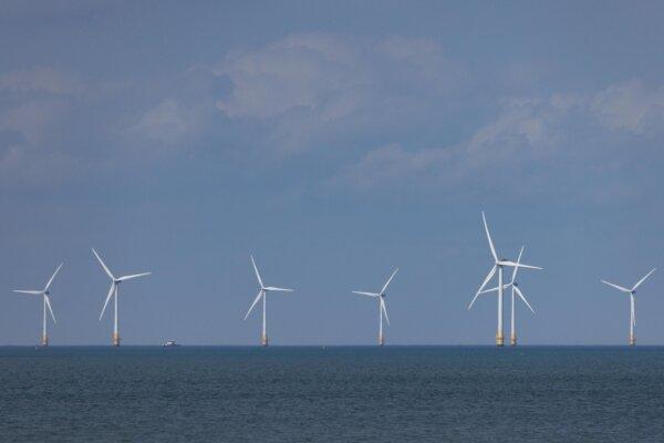 The Kentish Flats Offshore Wind Farm off the coast of Herne Bay, United Kingdom, on Sept. 26, 2023. (Dan Kitwood/Getty Images)