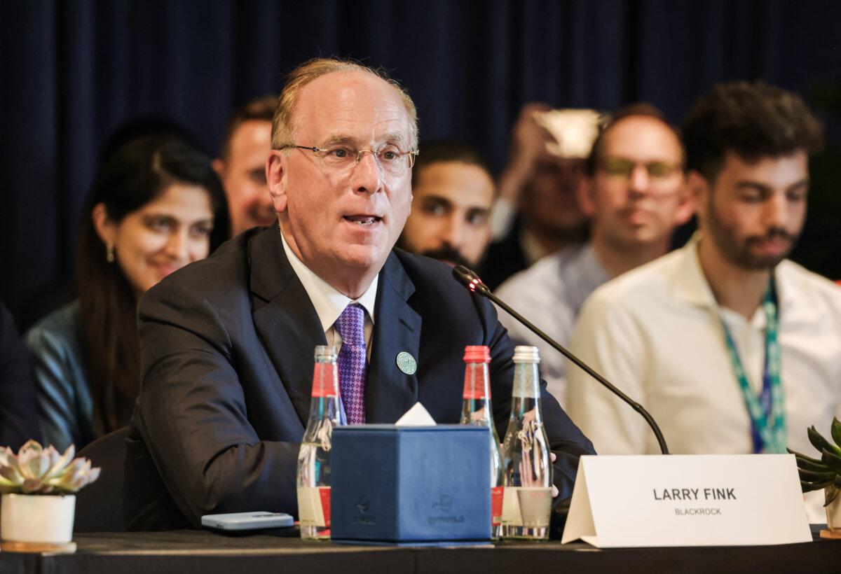 Larry Fink, CEO of BlackRock, speaks at a roundtable discussion at the UNFCCC COP28 Climate Conference at Expo City Dubai, United Arab Emirates, on Dec. 4, 2023. (Sean Gallup/Getty Images)