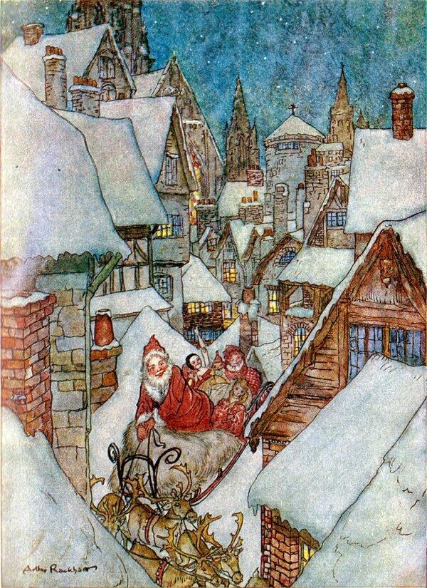 “The Night Before Christmas,” 1915, by Arthur Rackham for Clement C. Moore’s famous poem. (Public Domain)