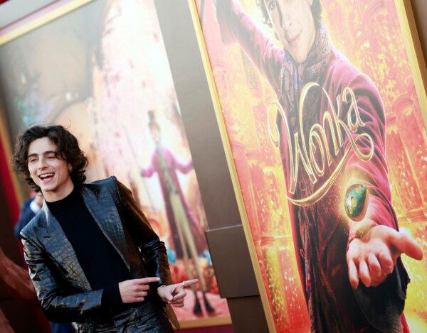 Actor Timothee Chalamet arrives for the U.S. premiere of "Wonka" at the Regency Village theatre in Westwood, Calif., on Dec. 10, 2023. (Michael Tran/AFP via Getty Images)