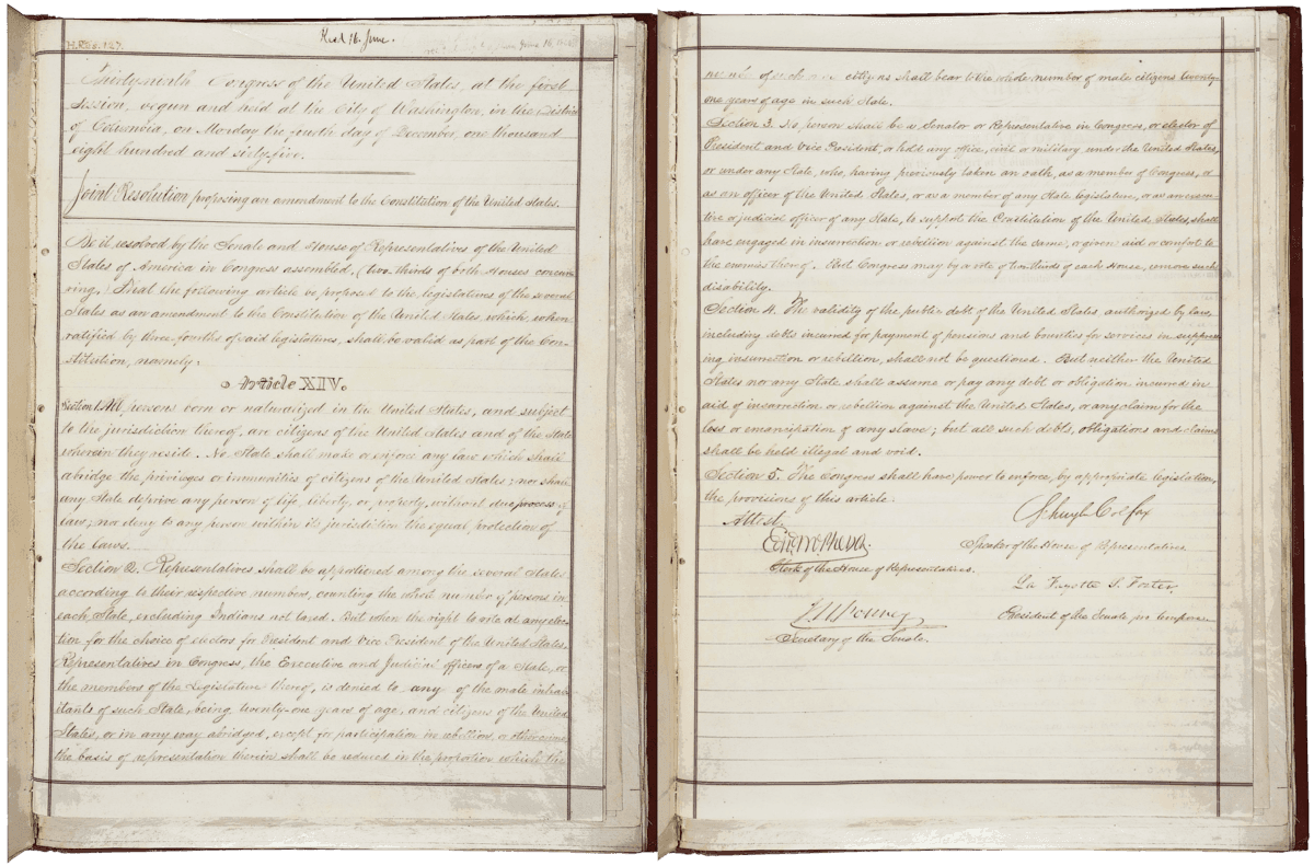 The 14th Amendment of the United States Constitution. (National Archives of the United States)