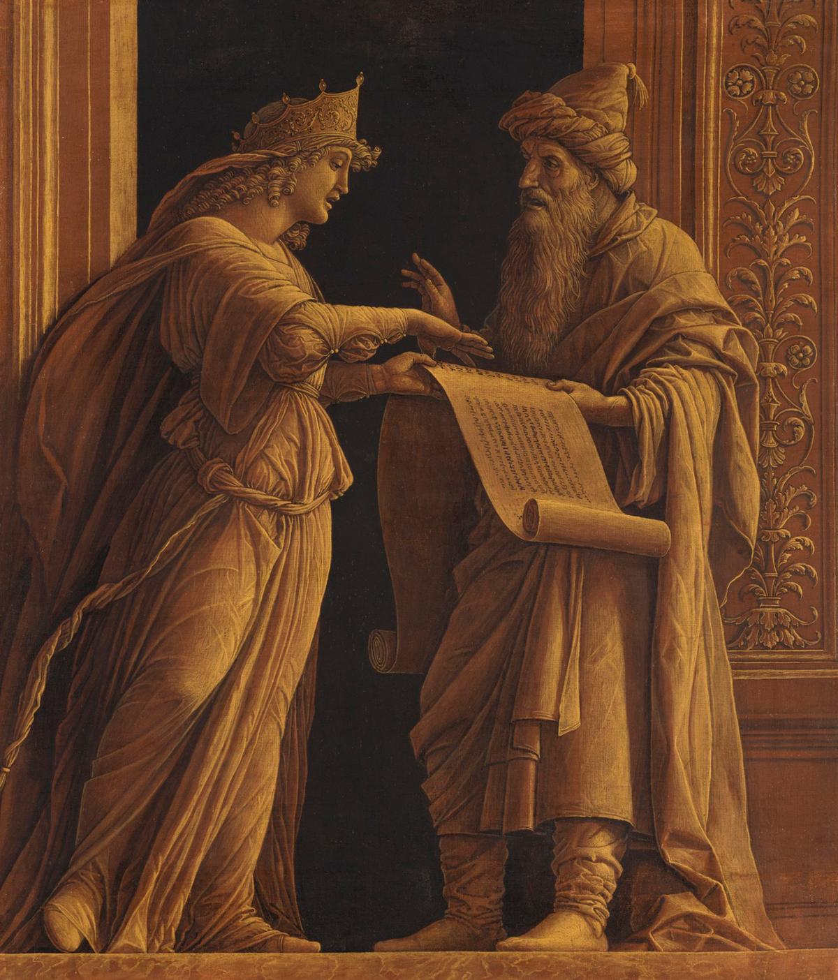 "A Sibyl and a Prophet," circa 1495, by Andrea Mantegna. Pigments and gold in distemper medium on canvas. The Cincinnati Art Museum. (Public Domain)