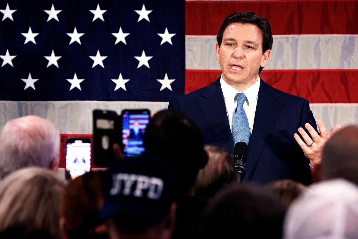 Florida Gov. Ron DeSantis gives a speech at Prive catering hall in New York on Feb. 20, 2023. (Spencer Platt/Getty Images)