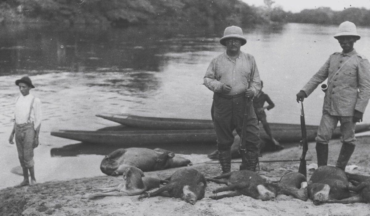 Roosevelt with Brazilian explorer Rondon, photographed by Kermit Roosevelt, 1913. (Public Domain)