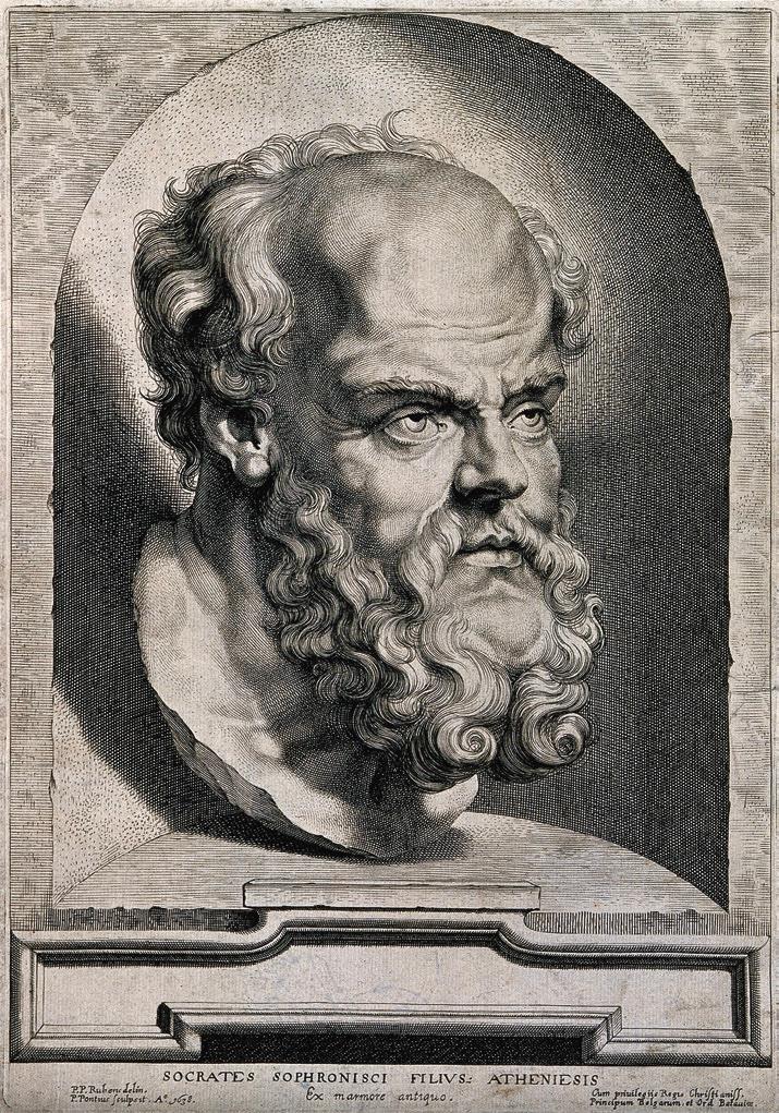 “Socrates” etched by Paulus Pontius after Peter Paul Rubens, 1638. (Wellcome (CC0 BY 4.0, CreativeCommons.org/publicdomain/by 4.0))