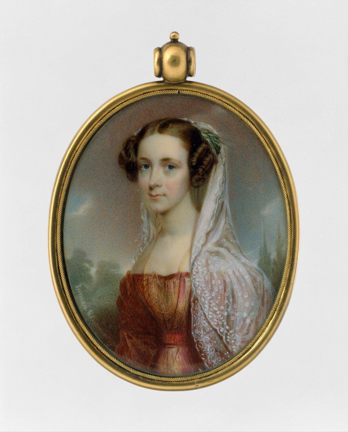 “Portrait of a Lady” by Henry Inman and Thomas Seir Cummings, circa 1827. Watercolor on ivory; 2 inches by 3 inches. The Metropolitan Museum of Art, New York. (Public Domain)