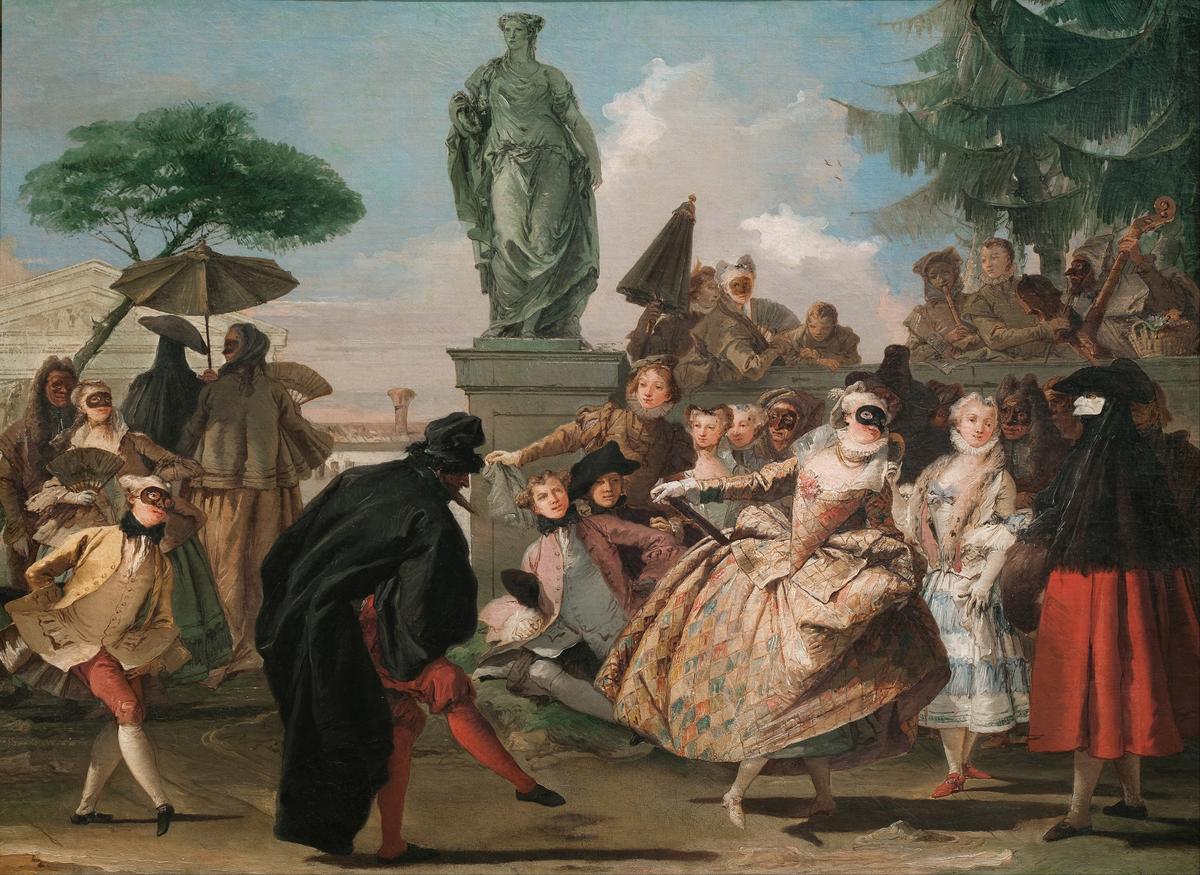 "The Minuet," 1756, by Giovanni Domenico Tiepolo. Oil on canvas; 31 4/5 inches by 43 inches. National Art Museum of Catalonia, Barcelona. (Public Domain)