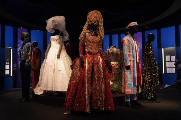 The Hong Kong Heritage Museum displays the stage costumes pop singer Anita Mui wore during her last concert performance in 2003. File picture. (Lang Xing/The Epoch Times)