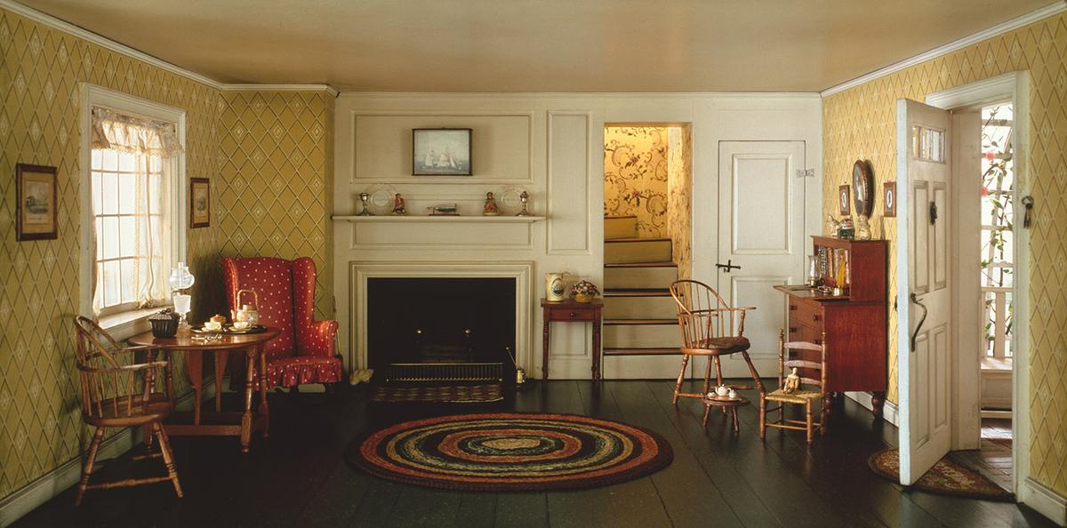 "A12: Cape Cod Living Room, 1750–1850," made 1937–1940, by Narcissa Niblack Thorne. Mixed media; 7 3/4 inches by 14 7/8 inches by 12 1/8 inches. Art Institute of Chicago. (Public Domain)