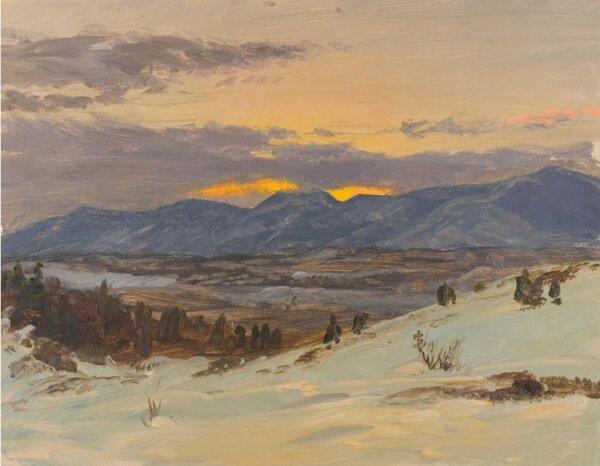 “Winter Twilight from Olana,” 1871, by Frederic Edwin Church. Oil on paper; 10 inches by 12 7/8 inches. Olana State Historic Site, Hudson, N.Y.; New York State Parks, Recreation and Historic Preservation. (Public Domain)