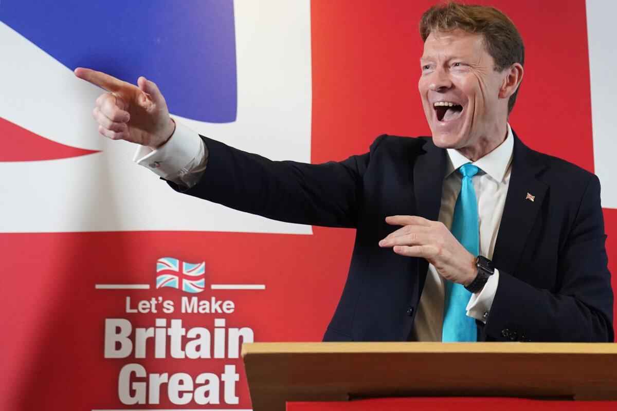 Reform UK leader Richard Tice speaking at a press conference to outline the party's plans, on Jan. 3, 2024. (PA Media)